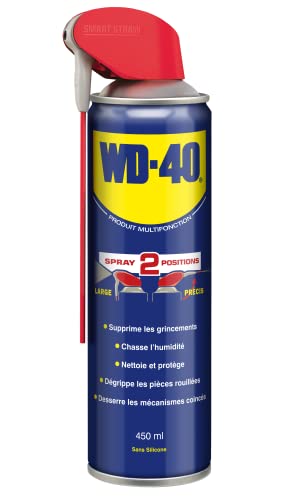 WD-40 • Produit Multifonction • Spray Double Position • Sans Silicone • Non Conducteur • Compatible Plastiques, Caoutchoucs, Tous Métaux • 450 ml