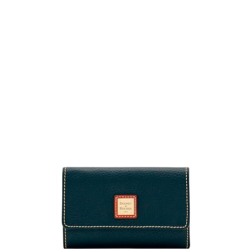 Dooney & Bourke Wallets for Women, Pebble Grain Leather Flap Wallet with Credit Card Holders - Black
