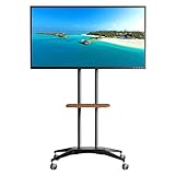 Soporte TV Móvil con Ruedas para 32-75 Pulgadas LCD LED, Soporte TV Pie Ajustable en Altura con Estante, Carro TV Suelo Alto Portátil, MAX 70kg VESA 600x400mm