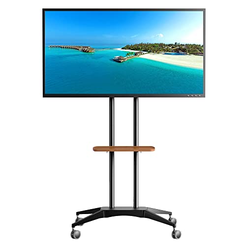 Soporte TV Móvil con Ruedas para 32-75 Pulgadas LCD LED, Soporte TV Pie Ajustable en Altura con Estante, Carro TV Suelo Alto Portátil, MAX 70kg VESA 600x400mm