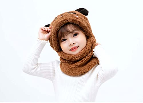 Boys Girls Beanie Hat and Loop Scarf Set 2 in 1 Warm Winter Hat Scarf Set Plus Fleece Hats Earflap Hat Scarves (Coffee,M(5-8 Years))4
