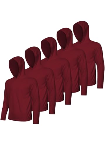 Image of 5 Pack Men's UPF 50+ Sun Protection Hoodie Shirts Long Sleeve Shirts Quick Dry Lightweight for Running Workout Hiking Fishing
