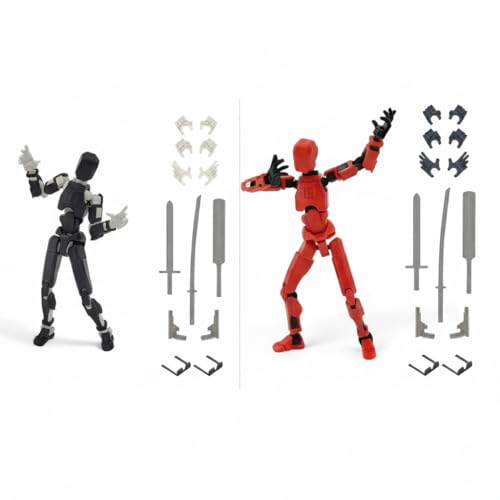 Image of Dummy13 Fully Articulated Action Figure | 3D Printed Robot Assembly Kit | 5.4 Inch Tall Poseable Toy | Dynamic Poses | DIY Collectible Model | Made in India (Combo - Black White Red)