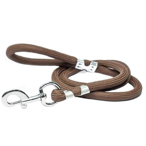VIP Collection Dog Collar & Rope Leash Set – Adjustable Nylon Collar (1 Inch, Medium, 16"-25") with 5ft Braided Nylon Leash, Durable for Walking, Training & Running, Brown, for All Breeds