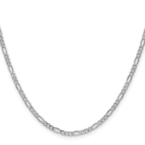 14k White Gold 2.5MM Semi-Solid Figaro Chain Necklace 18 Inches
