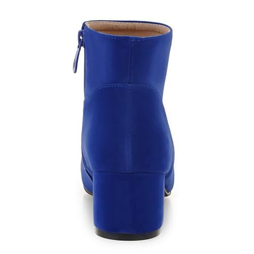 DINTAHA Suede Ankle Boots Chunky Low Heel Booties Round Toe Side Zip Up Fall Boots4