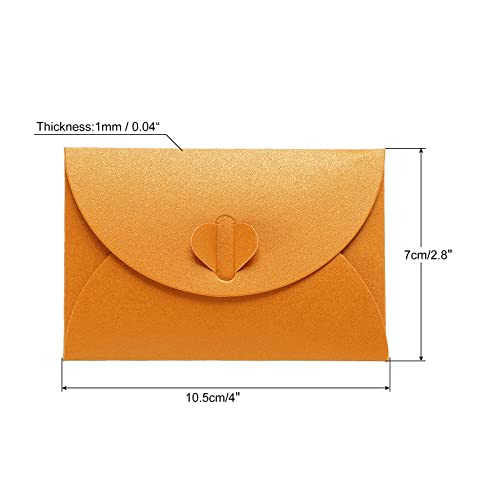 PATIKIL Mini Envelopes, 50 Pack Heart Clasp Tiny Items Storage Cute Present Card Holder for Wedding Greeting Party Orange - Image 2