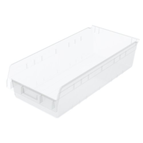 Akro-Mils 30014 Plastic Nesting ShelfMax Storage Bin Box, (24-Inch x 11-Inch x 6-Inch), Clear, (6-Pack) (30014SCLAR)