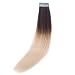 Rinboool Skin Weft Glue In Hair Extensions Remy Human Hair, Ombre Color Medium Brown Fading To Bleach Blonde, Double Sided Invisible Seamless Tape Ins, 14'' 40g 20 pcs, 4/613