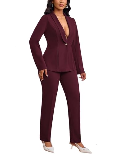 Kafiloe Pant Suits for Women Dressy Long Sleeve Blazer Sets 2 Piece Outfit Business Casual Work Set3