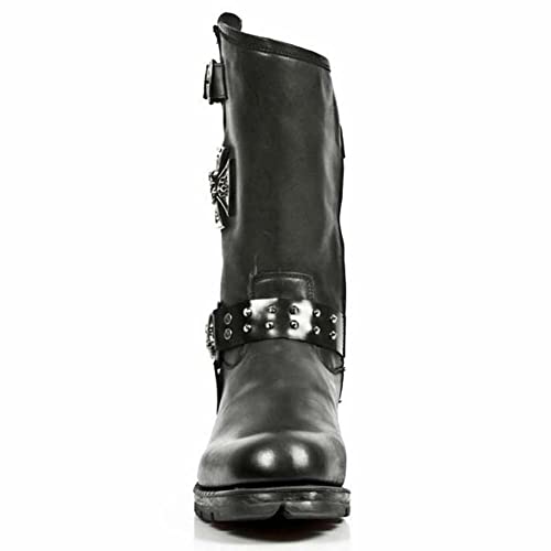 New Rock Mens Boots MR030-S1 Black Western 100% Leather Gothic Platform Shoes3