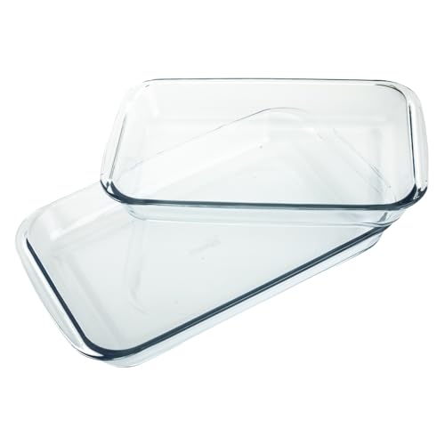 Homiu Set of 2 Rectangular Lasagne & Gratin Dishes - 3L and 2.2L -Borosilicate Meal Prep Glass Baking Roasting Set - Extreme Resistance - Dishwasher Freezer Cookware Microwave Safe