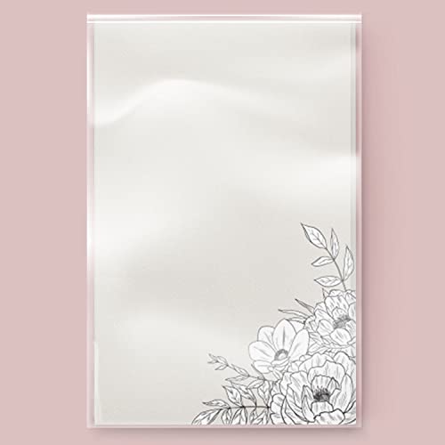 Image of Dashleigh Lux Floral Ivory and Black Notepad, 100 Sheets (4x6 in. - Unlined)