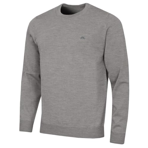 Image of J.Lindeberg Mens Keane Merino Crew Neck Sweater - Light Grey Melange - L