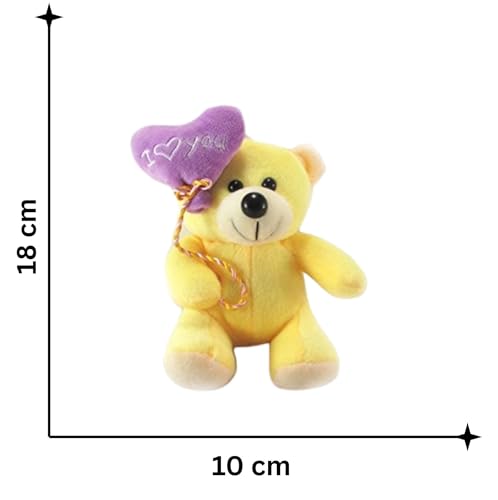 Image of Tickles I Love You Balloon Heart Teddy Stuffed Soft Plush Animal Toy for Love Girl, Birthday Gifts, Valentine's Day (Color: Yellow Size: 18 cm)