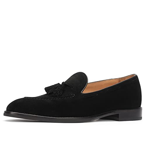 Men's Loafers & Slip-ons Casual Slip On Tassel Loafers for Men Suede Black US 9.5