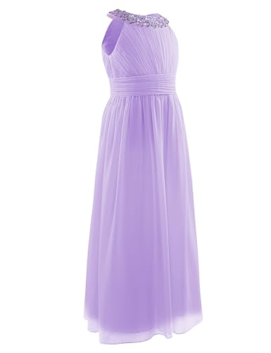iiniim Kids Girls Sequined Halter-Neck Chiffon Long Bridesmaid Dress Wedding Party Prom Gown Flower Girl Dress2