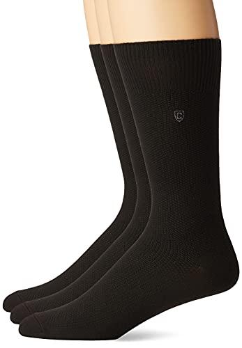 Chaps Men's Assorted Soft Dress Crew Socks with Argyle Fashion Patterns (3 Pack), Black Solid, Shoe Size: 6-12