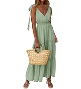 PRETTYGARDEN Women's Summer Dress | Cross Neck, Sleeveless, Tiered, Maxi