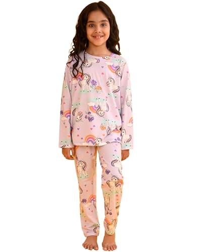 Image of Anthrilo Pure Cotton Printed Pyjama Set for Girls | Sleepwear | Night Suit, Night Wear | Long Sleeves T-Shirt & Pyjama | Regular Wear | 0-14 Years