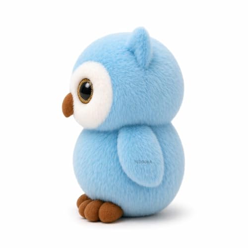 Image of Shiny Owl Soft Toy for Girls Boys Kids,Sky Blue,Owl with Glitter Eyes Animal Plush Stuffed Baby Teddy Gift Birthday, 23 cm