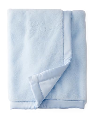 Image of Carter's Baby Plush Blanket, Soft Cozy Stroller Blanket with Satin Border for Newborn Infant Boys and Girls, Lt Blue