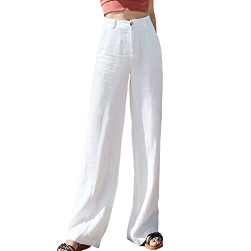 Pantalon en lin et coton femme taille haute pour vos journées décontractées d'été