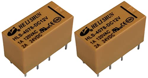 2 Pack 12V Relay DIP, Coil Arrangement: 2 Form C (DPDT), Capable of Switching Loads up to 2A, HLS-4078-DC12V by EX ELECTRONIX EXPRESS