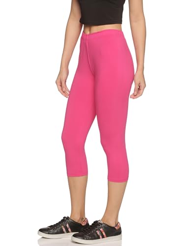 Image of OUTFLITS Women's Knee-Length Cotton Spandex Essential Capri Stretchy Leggings |Small - 2XL Adult |Yoga Leggings, Workout, Gym, Running 3 /4th Leggings for Women(OFLLC)