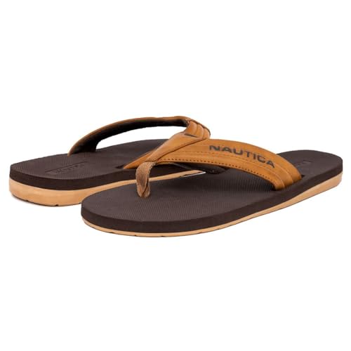 Image of Nautica Men's Flip Flop Shower Sandals Slides - Comfortable Waterproof Beach Footwear Slip-On Thong (Medium /Wide Width)