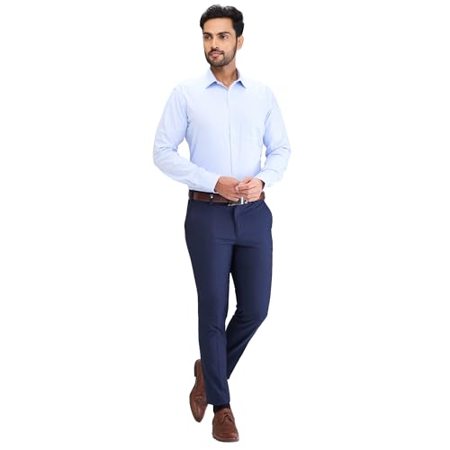 Image of Park Avenue Men Pure Cotton Slim Fit Structure Pattern Semi Cutaway Collar Formal Shirt