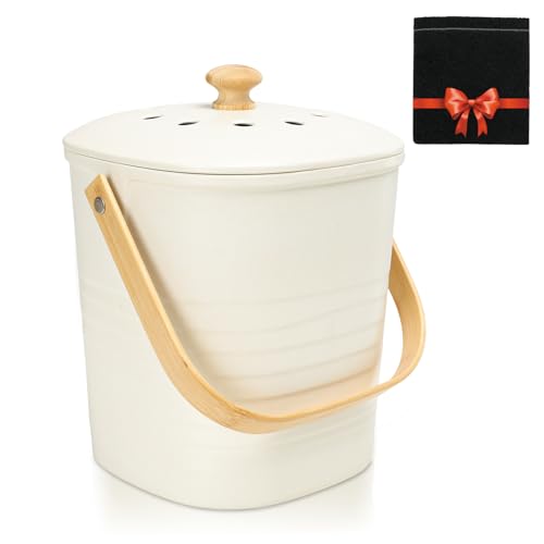 Vipush Bamboo Fiber Compost Bin with Charcoal Filter