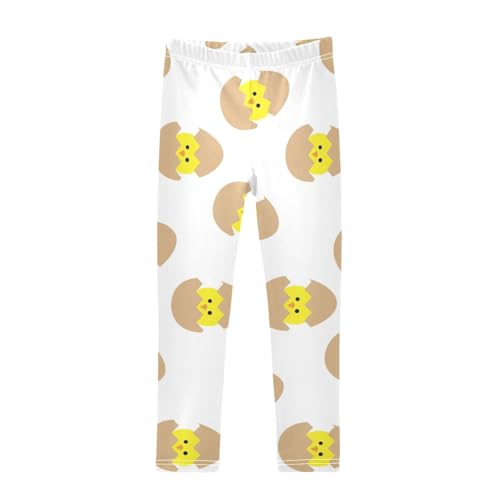 Chick in Eggshell Girls Leggings,Workout Leggings for Girls Toddler Athletic Leggings Size for 3-10T