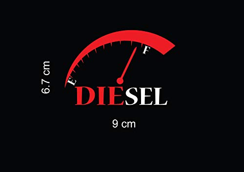 ISEE 360® Diesel Sticker for Car Fuel Lid Ecosprt Ford Breeza Swift Badge Amaze Diesel Meter Vinyl Decals L X H 9 X 6.7 Cms (Red - White)