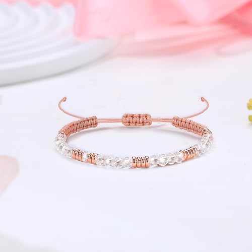 Btysun Morse Code Bracelets for Women Christmas Gift Stocking Stuffers for Teens Pink Braided Bracelets Inspirational Best Friend Birthday Gifts for Her High School Graduation Gifts for Her 2025 Mom Bracelet Jewelry