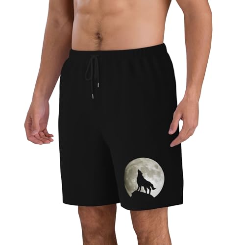 Wolf Howling at The Moon Mens Swim Trunks Quick Dry Board Shorts 7" - Hawaii Beach Swimwear4
