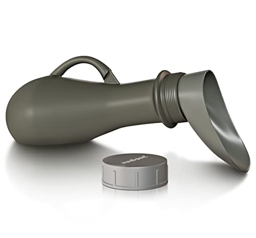 Medipaq Leakproof Portable Urinal Toilet - 1.2L Urine Bottles Male Spill Proof - Urine Bottle with Female Urinal Attachment - Travel Urinal - Female Urine Bottle- Grey/Silver