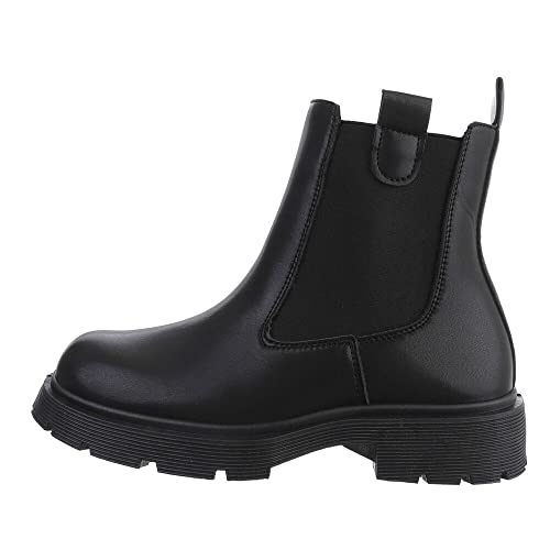 Preisvergleich Produktbild Ital Design Damenschuhe Stiefeletten Chelsea Boots, 1253-, Kunstleder, Schwarz, Gr. 37
