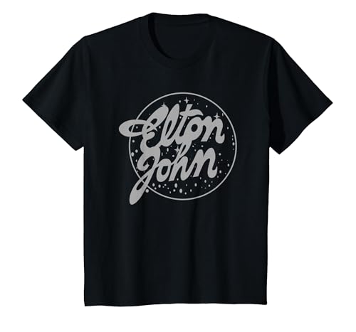 Image of Elton John Official Vintage Tour Logo T-Shirt, Youth, Black, Large