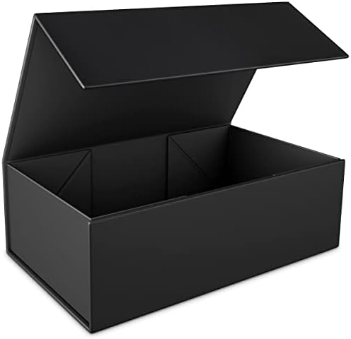 RYDDOY Black Gift Box, 9.5x6x3'' Gift boxes for Presents with Lids Magnetic Closure Rectangle Collapsible for Groomsman Proposal Box, Wedding, Christmas, Halloween, Birthday Gift Packging