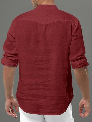Image of FINIVO FASHION Men's Solid Cotton Blend Regular Fit Straight Kurta with Roll of Sleeve and Classic Collar, Pack of 1