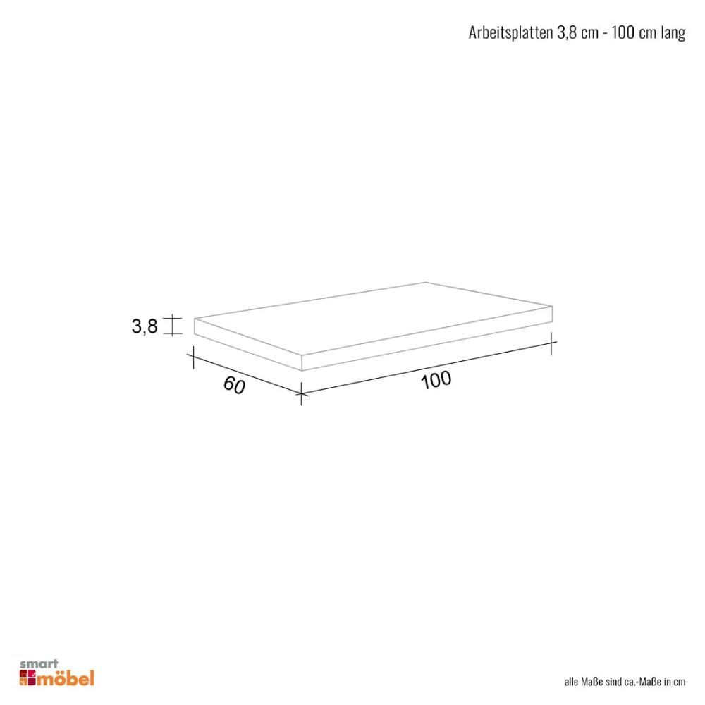Arbeitsplatte 100 x 60 x 3,8 cm Sonoma Eiche Valencia/Neapel
