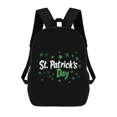 St Shamrocks Patricks Day 17 Inch Backpack Classic Travel Daypack with Adjustable Shoulder Straps for Men Women