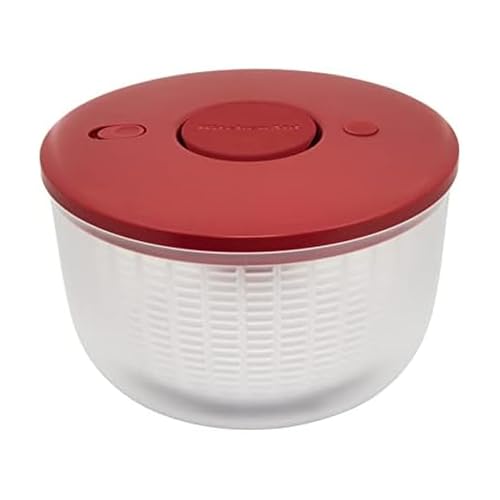 KitchenAid Universal Salad Spinner with Removable Bowl, Colander and One Handed Pump Mechanism, Large Bowl Nests and Features Non Slip Base, 7.43 Quart, Empire Red