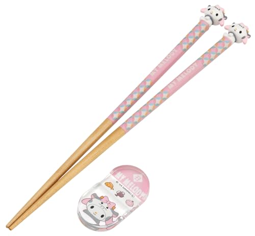 スケーター(Skater) マスコット付 箸 箸置き セット 木製箸 21cm サンリオ マイメロディ 丑 AND45AH-A
