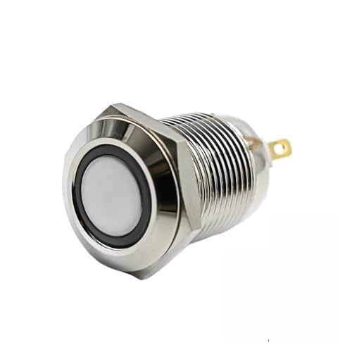 Interrupteur bouton-poussoir de sonnette étanche 12mm LED jaune 12V-24V