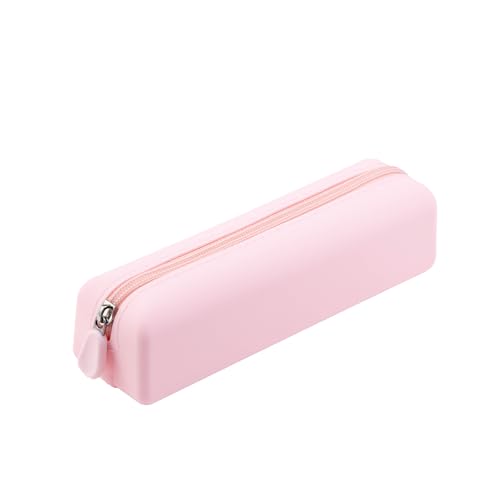 Cute Silicone Makeup Brush Holder, Soft Portable Cosmetic Brush Bag with Zipper, Travel Makeup Brush Case(01Lightpink)