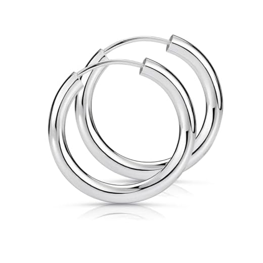 Materia Ohrringe Creolen Damen Herren klein - 925 Sterling Silber Piercing Ohr 15mm dünn SO-15