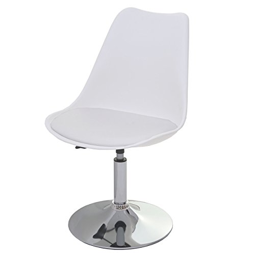 Mendler Chaise pivotante Malmö T501 Similicuir Blanc Socle chromé