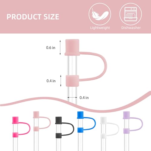 FOWEROTY 12-Pack 0.4in/10mm Straw Toppers, for Stanley Straw Covers Cap for Tumblers for Stanley 30|40 Oz Cup, Silicone Dust-Proof Caps（ Cup is Not Included）, Multi-color